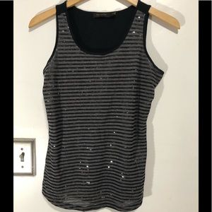 The Limited Sequins Black Striped Tank Top